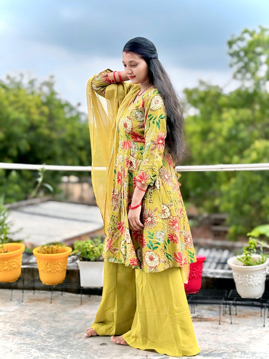 Anarkali kurta & Sharara and Dupatta set festival ethnic wear