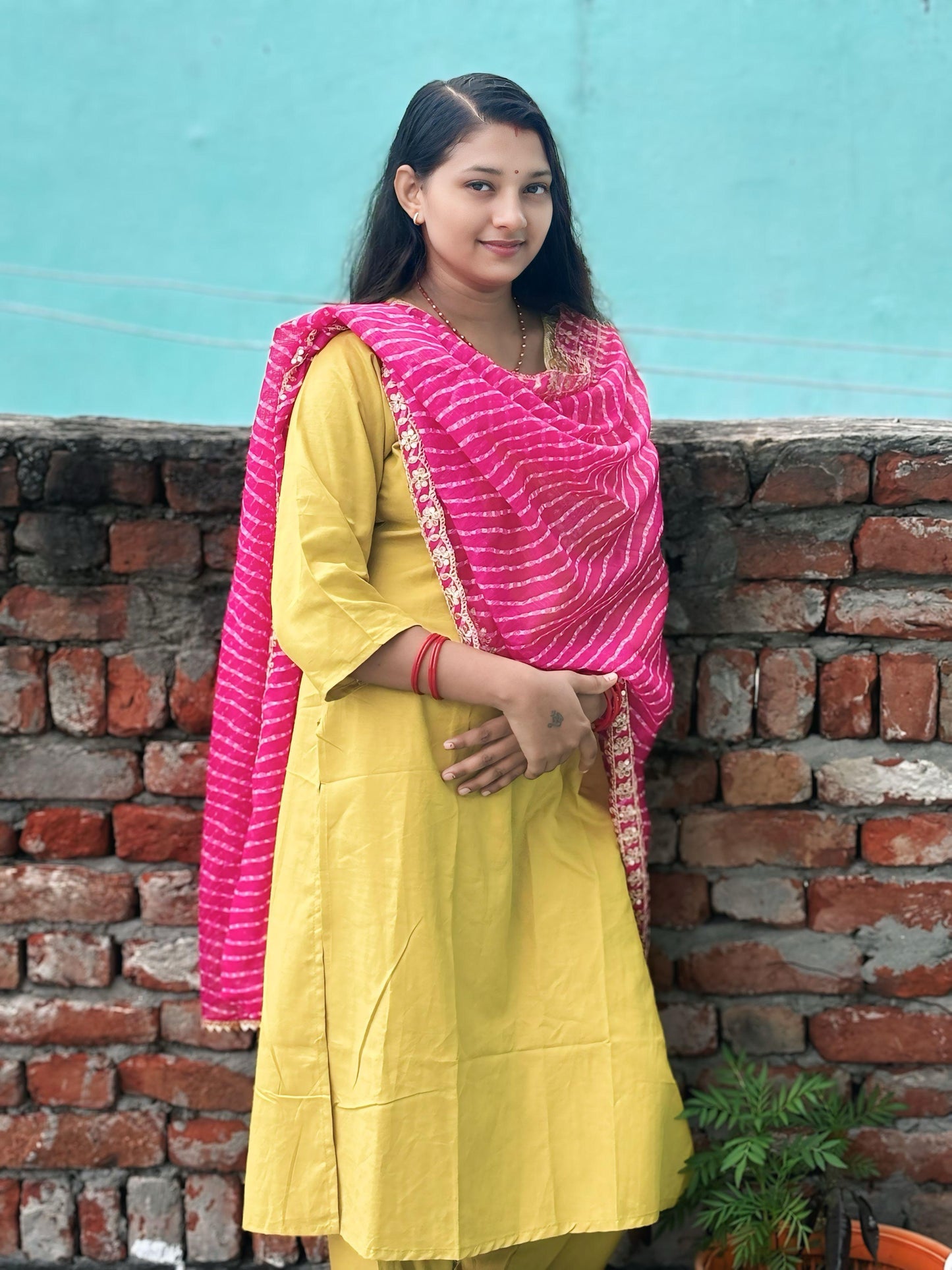 Yellow new dress suit kurti set