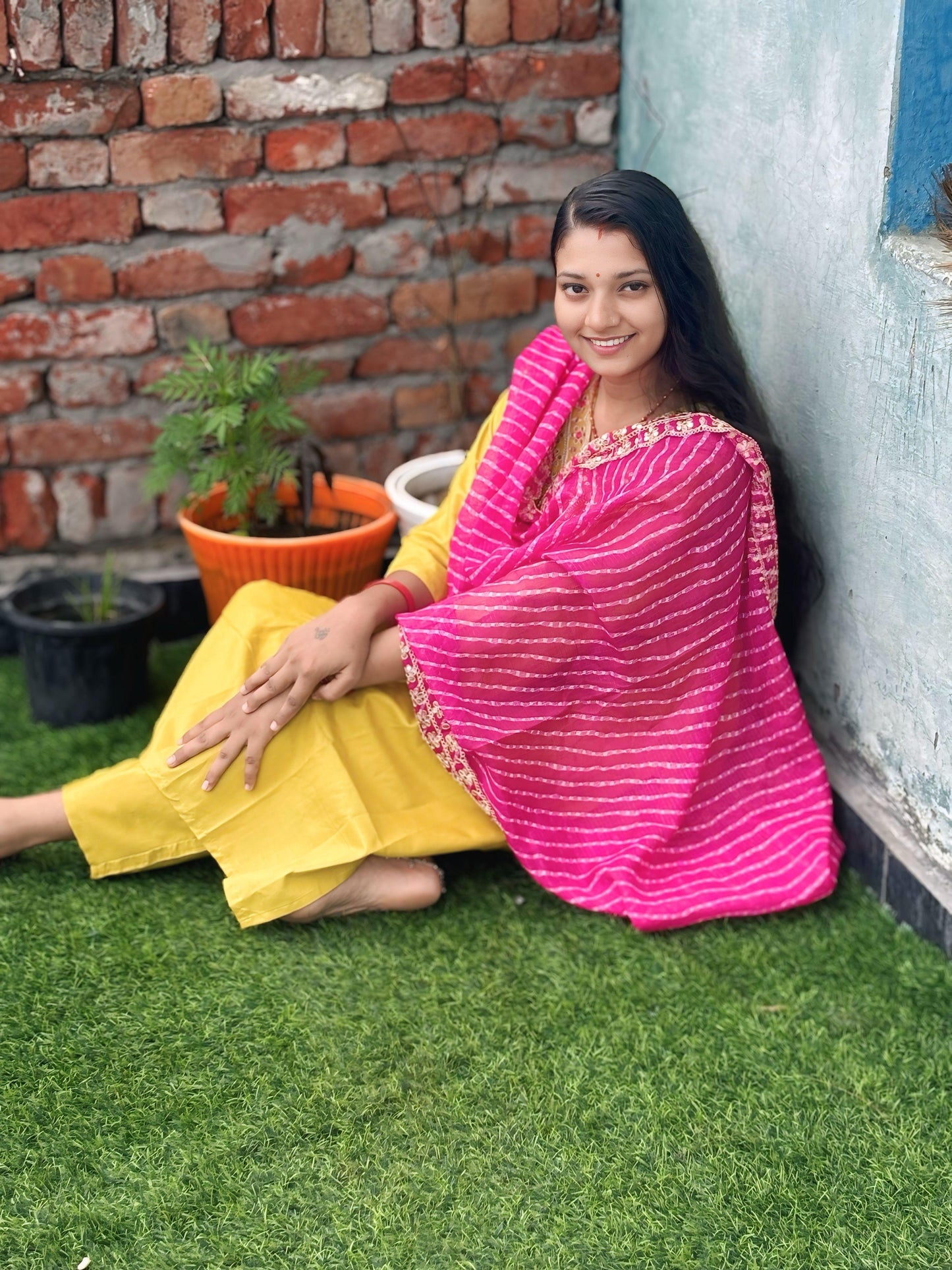 Yellow new dress suit kurti set