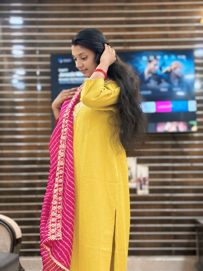 Yellow new dress suit kurti set